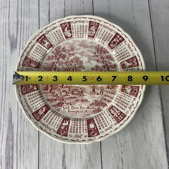 Alfred Meakin Staffordshire England 1973 Zodiac Calendar Plate 9 Inch - Picture 12 of 12